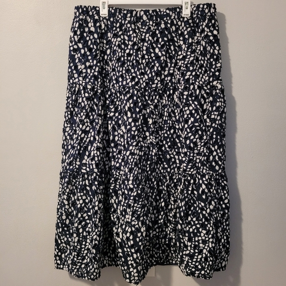 SimplyVera Vera Wang Women's XXL navy blue white tiered eyelet lace skirt cotton - Picture 3 of 12